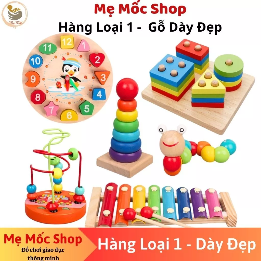 Combo 6 Món Đồ Chơi Gỗ Montessori Thông Minh Trí Tuệ Cho Bé Giáo Cụ Montessori Đồ Chơi Giáo Dục Bé