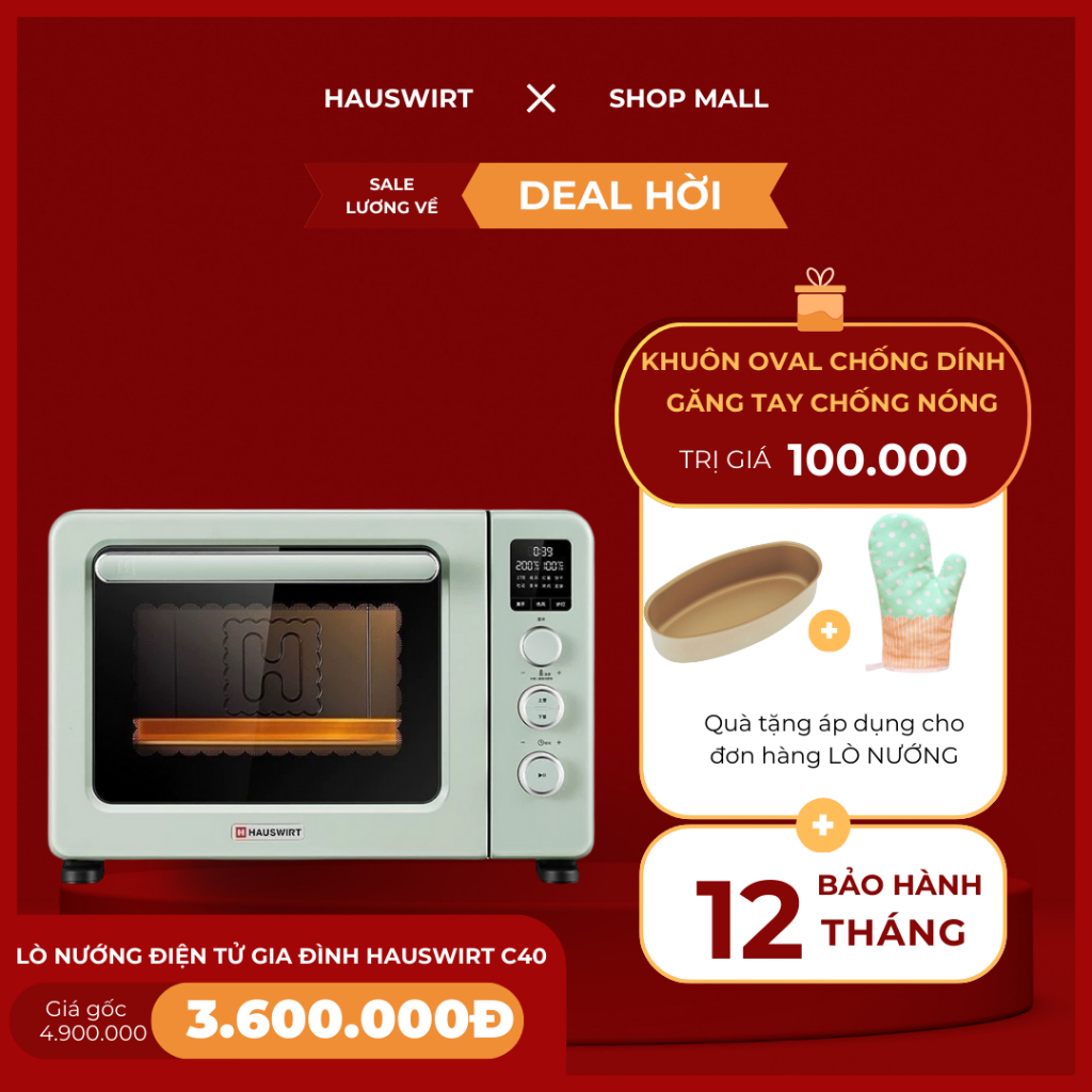 Lò nướng gia đình HAUSWIRT C40 (40lit) phiên bản 3.0 nội địa tiếng Trung chuẩn nhiệt