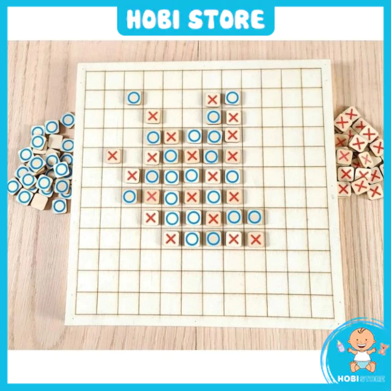 Bộ cờ caro gỗ đồ chơi trí tuệ tập trung phát triển tư duy logic nhạy bén cho bé - Hobi Store